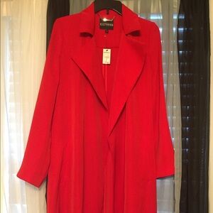 New RED express trench coat midi length red